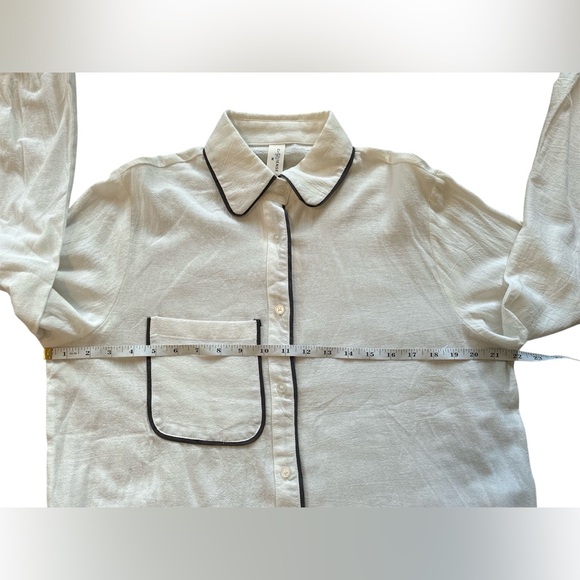Commense White Cotton & Linen Contrast Trim Shirt. Size Medium. NWT - Picture 12 of 15